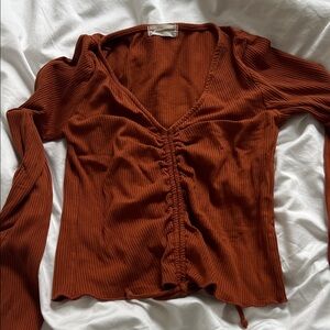 Altar’d State Rust Ribbed Top, Size Small